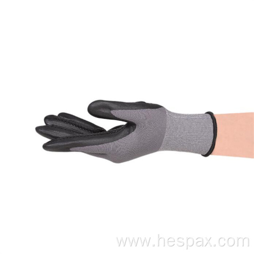 Hespax Breathable 15G Microfoam Nitrile Gloves Dotted Wear
